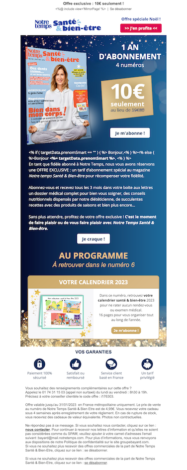 Exemple de newsletter créée avec Mailrose Place