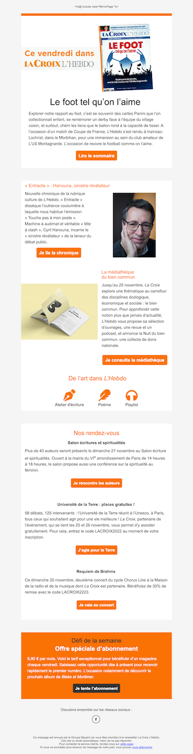 Exemple de newsletter créée avec Mailrose Place