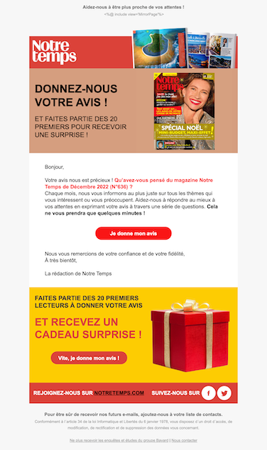 Exemple de newsletter créée avec Mailrose Place