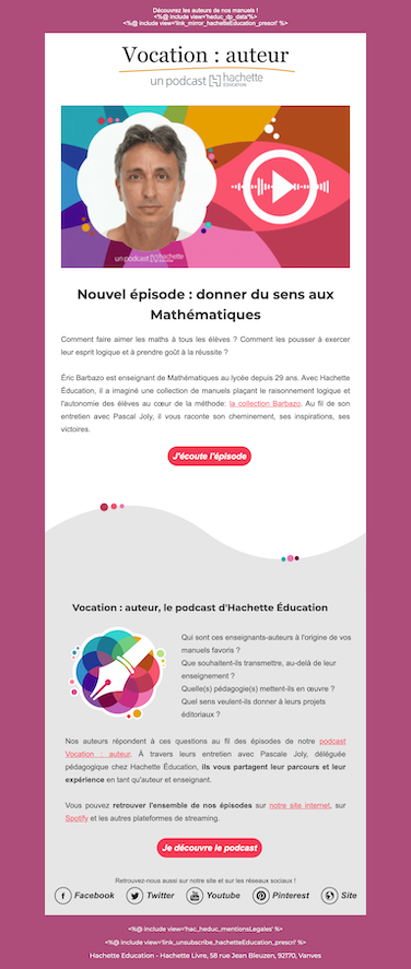 Exemple de newsletter créée avec Mailrose Place