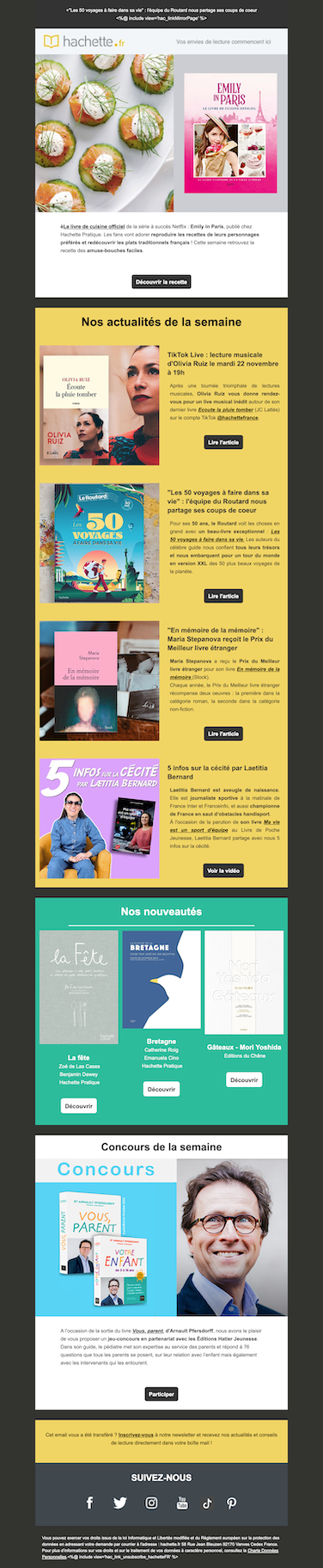 Exemple de newsletter créée avec Mailrose Place